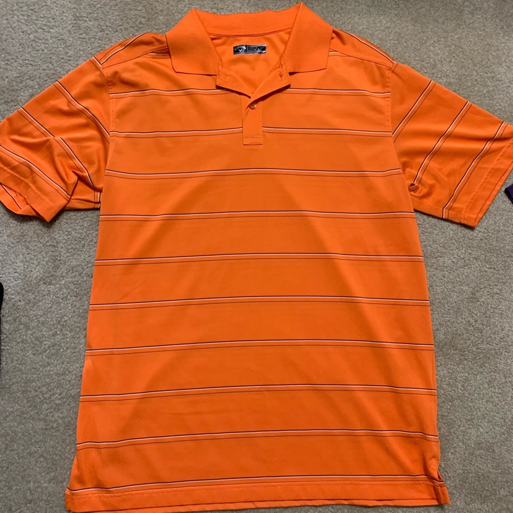 Mens Orange Callaway Large Polo